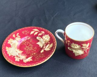 Wedgwood Tonquin Red Demitasse Cup & Saucer Immaculate NR 2