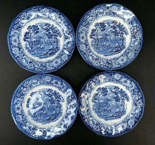 Set Of 4 Liberty Blue Staffordshire Ironstone Monticello Bread Plates 5.  75 - 6 "