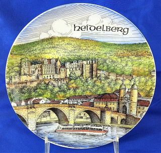 Vintage Tk Handpainted Plate Of Heidelberg West Germany,  7 1/2 " In Diameter