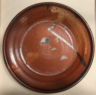 Vtg 1960s Mcm Mid Century Studio Pottery Signed Mystery Artist Charger Plate Nr