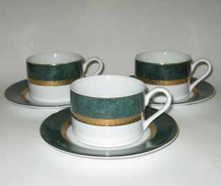Retroneu Imperial Malachite Green 240 Set Of 3 Cups & Saucers