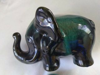 Blue Mountain Pottery Elephants,  Teal Drip Glaze,  Vintage C.  1970 ' s.  Cla 3