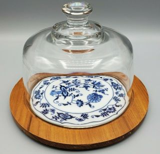 Blue Danube Dolphin Teak Wood Cheese Serving Board With Glass Dome