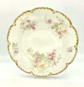 Haviland Limoges Porcelain Plate - France - 8 3/4 " Pink Floral