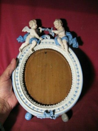 Antique 19thc Meissen Porcelain Figural Mirror Or Picture Frame W Cherubs