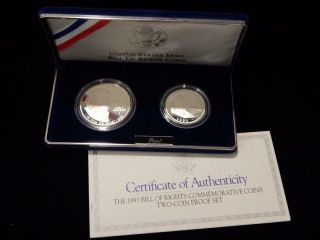 1993 - S Bill of Rights GEM PROOF Silver and Half Dollar Coins OGP MF - T2811 2