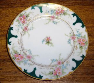 Fancy Old Bawo & Dotter Elite Limoges France Porcelain Plate - Pink Floral