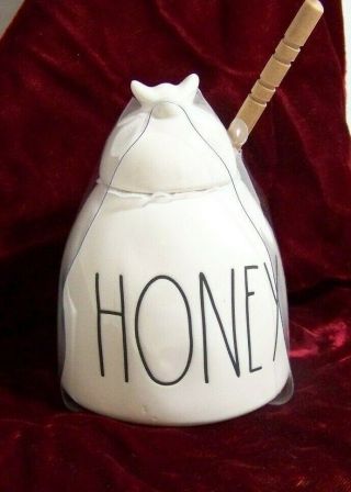Rae Dunn Ivory Ceramic Honey Pot,  With Lid And Dipper,  Without Box