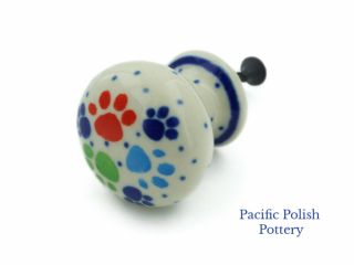 Polish Pottery Stoneware Ca Drawer Pull Knob (441 - 1769) Boleslawiec Dogs Cats