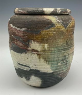 Obie Clark Studio Hand Crafted Art Pottery Lidded Jar Signed Vessel LISTED LZO 2