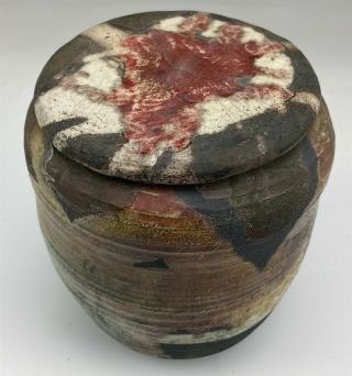 Obie Clark Studio Hand Crafted Art Pottery Lidded Jar Signed Vessel LISTED LZO 3