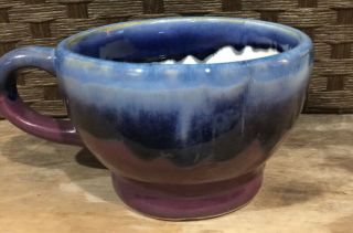 Beatifully Crafted Handmade Pottery Mug/coffee Cup White Purple Blue Glaze Drip