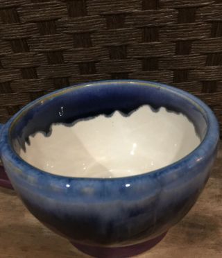 beatifully crafted handmade pottery mug/coffee cup White Purple blue glaze Drip 3