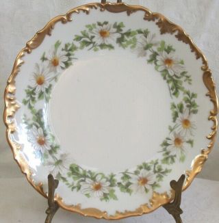 Vintage T&v Limoges France Gilded Hand Painted Daisy Plate