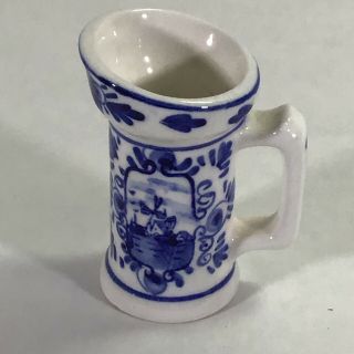 Vintage Delft Blue And White Hand Painted Miniature Mug 2” Tall