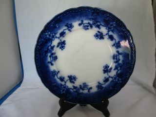 Flow Blue Brunswick Wood & Son Floral 9 " Royal Semi Porcelain Plate England