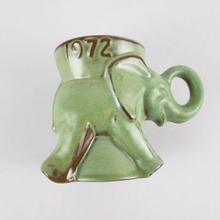 Frankoma Pottery Republican Political Mug 1972 Gop Elephant Green