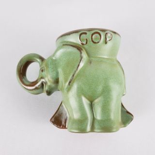 FRANKOMA Pottery Republican Political Mug 1972 GOP Elephant Green 3