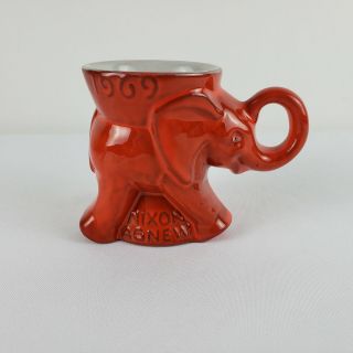 Frankoma Pottery Republican Political Mug 1969 Gop Elephant Orange Nixon Agnew