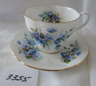 Royal Albert China Cup & Saucer Blue Flowers Dainty Shape Gold Rims
