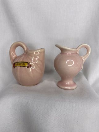 2 Shawnee Usa Pottery Pink Mini Miniature Pitcher Figurines