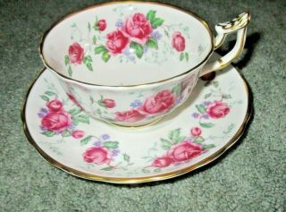 Royal Chelsea Bone China England Rose Cup/saucer Scalloped Gold Rims
