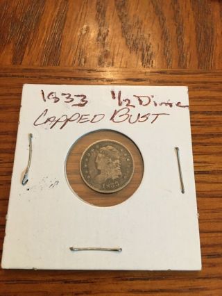 1833 Capped Bust 1/2 Dime.  90 Silver