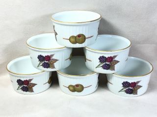 Set Of 6 Royal Worcester Evesham Gold Porcelain Custard Cups Oven To T