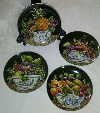 Home Essentials & Beyond Set Of 4 Tuscan Fruit Bowl 6 " Canape Plates - Porcelain