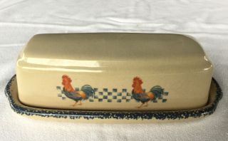 Home And Garden Party 2001 Roosters Covered Butter Dish Microwave/dishwasher Ok