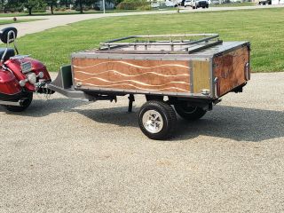 Restored Custom Motorcycle Camping Trailer Pull Behind Camper Tow Popup Tent