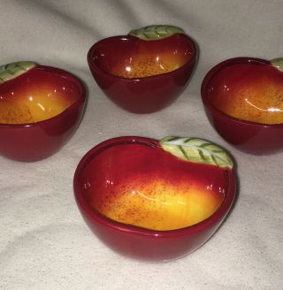 Small Apple Bowls,  Set Of 4,  Better Homes & Gardens.  Dips,  Toppings,  Etc.  Ceramic 3
