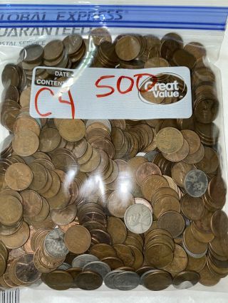 Unsearched Bag Of 500 Lincoln Wheat Penny Cents 10 Rolls 30’s,  40’s,  50’s Steels