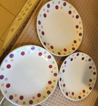 3 Pampered Chef Simple Additions Polka Dots Salad Bread Lunch Plate Dish