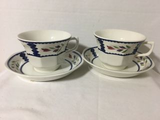 2 Two Vtg Cups And Saucers Adams China English Ironstone Lancaster England