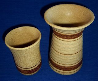 Pottery Craft USA Stoneware Set of 2 Vases Aprx 5 3/4 