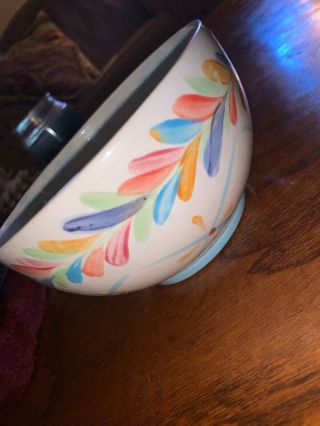 Gail Pittman Siena Soup Cereal Bowl 6 " Painted Pottery Signed Pinks Blues Green