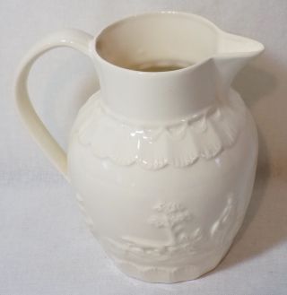 Leedsware Classical Creamware Porcelain Pitcher - Fox Hunting Scene - England