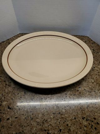 Syracuse China Econo - Rim Oval Brown Stripe Platter 11.  5 "