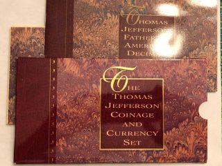 1993/1994 Thomas Jefferson Coinage & Currency Set With Sleeve &.  1
