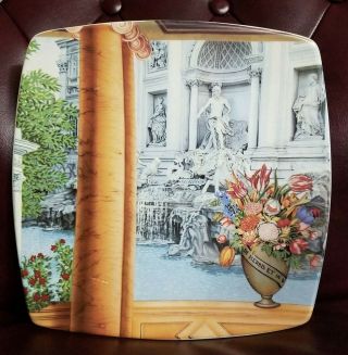 Italian Ceramics Company Icc.  Italy.  Roma Memories Square Plate 11 "