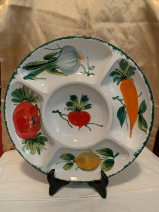 Hand Painted Chips And Dip Dish,  Hand Painted,  Italy