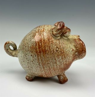 Mystery Artist Studio Crafted Large Eye Curly Tail Pig Art Pottery Figurine 007 2