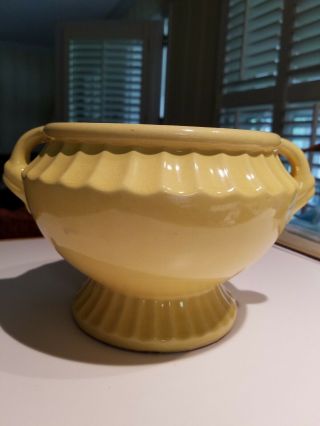 Mccoy Art Pottery Yellow Round Vase Planter (usa - 201) (9 " × 7 - 1/2 ")