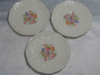 Set Of 3 Vintage Pope Gosser Rose Point Tudor Saucer Plates Flower Pattern