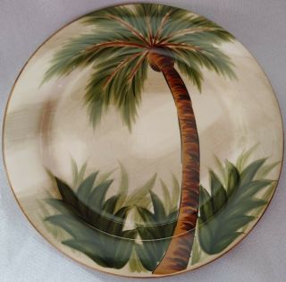 Tabletops Lifestyles Kona Palm Tree Salad Plate (s) 8 5/8 " Hand Painted