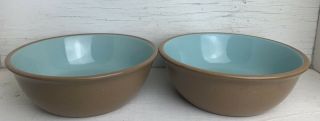 Chateau Buffet Usa Cereal Bowl Brown & Teal Set Of 2 - 1950’s