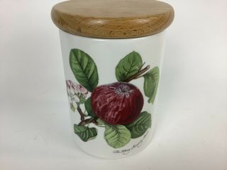 Portmeirion Pomona Canister Storage Jar Wooden Lid Hoary Apple 4 1/2” tall 2
