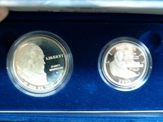 1993 S James Madison Bill Of Rights Proof Commem Ogp 90 Silver 2 Coin Set (a21)