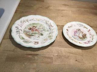 2 Royal Albert Beatrix Potter Plates Jeremy Fisher & Tom Kitten.  Teatime Collect